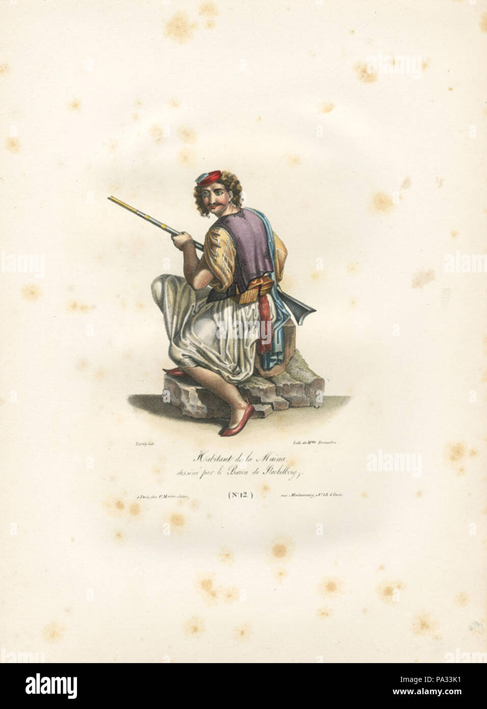 109 habitants de la Maina, dessiné par le baron de Stackelberg - Otto Magnus Von Stackelberg - 1828 Banque D'Images