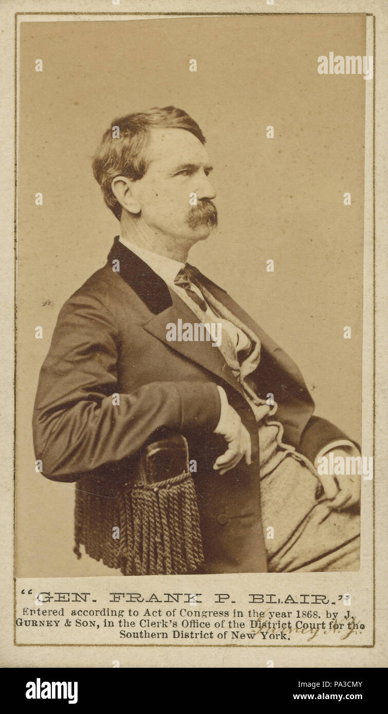 . Anglais : demi-longueur portrait d'un homme assis. ''GEN. FRANK P. BLAIR'' (en type ci-dessous l'image). Titre : Frank P. Blair, général (Union européenne). Entre 1861 et 1865 670 Frank P. Blair, général (Union Européenne) Banque D'Images