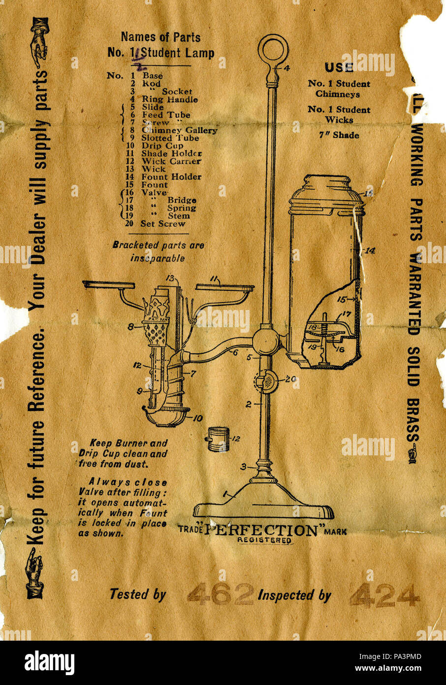314 Circulaire pour lampe étudiant, 1880 Banque D'Images