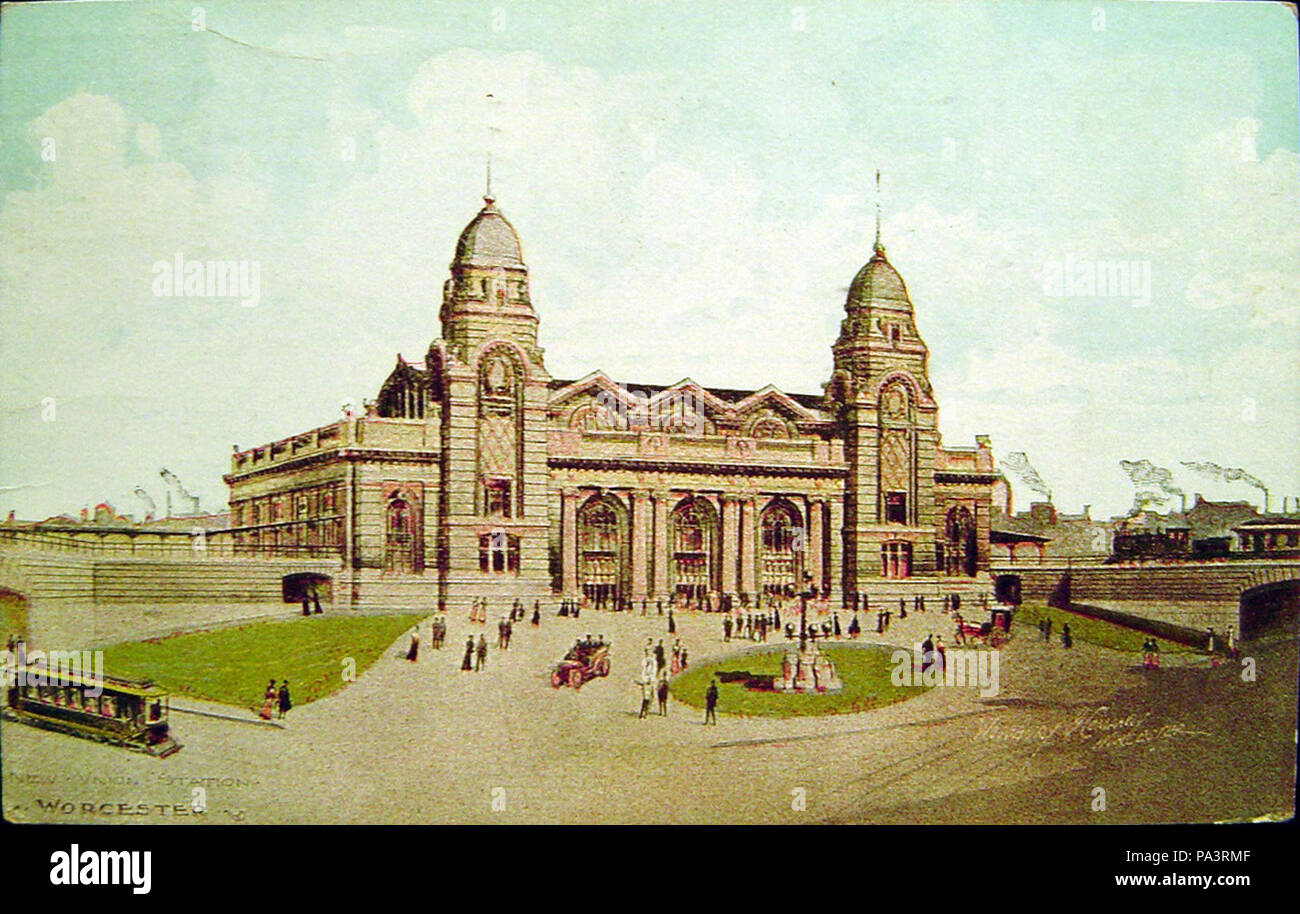 29 Worcester 1909 Carte postale de la gare Union Banque D'Images