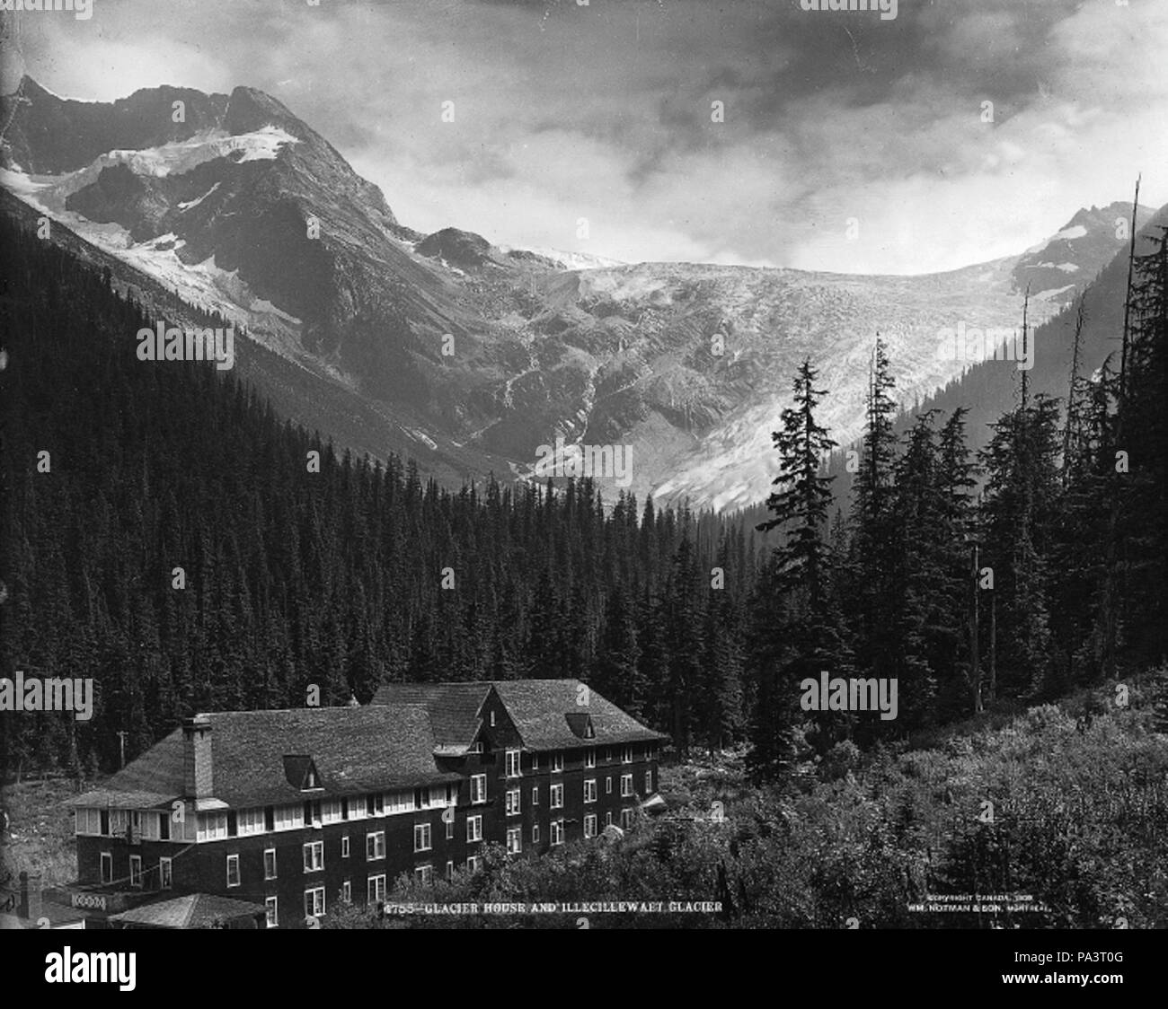 Glacier House, 713 et glacier Illecillewaet, C.-B., 1909 Banque D'Images