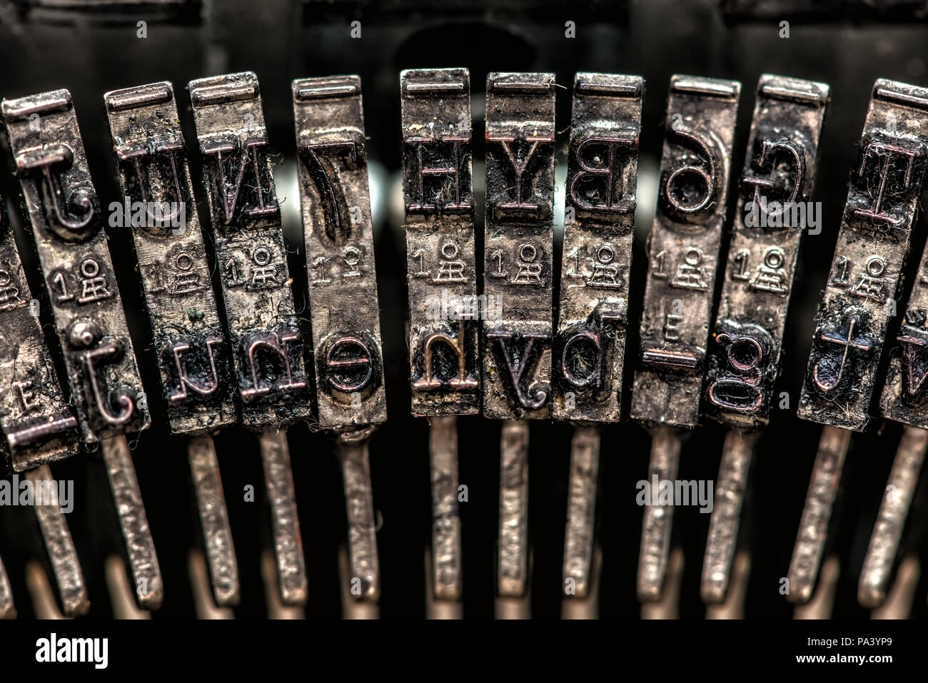 Vue rapprochée de vintage typewriter typebars Banque D'Images