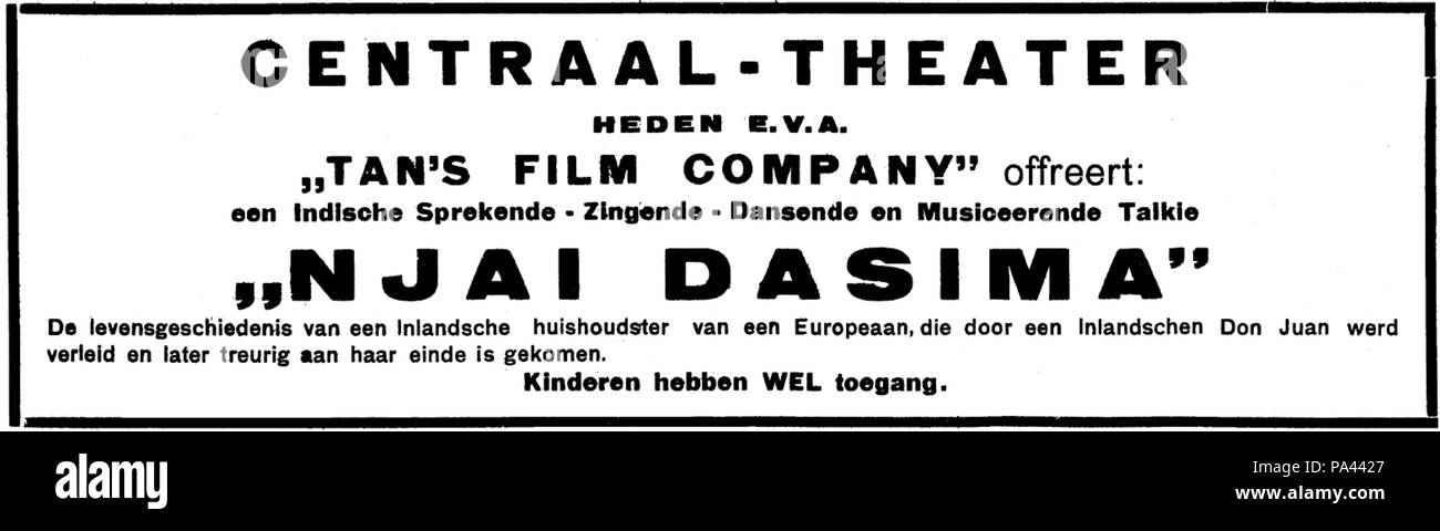 184 Njai Dasima ad film 1932 Banque D'Images