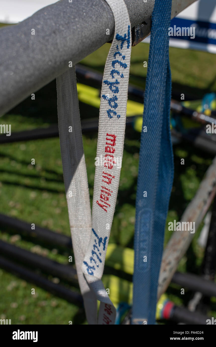 Lucerne, Suisse, 12 juillet 2018, jeudi, Fillipi. Bateau ou yacht "Attacher", la Coupe du Monde FISA III, le lac Rotsee, © Peter SPURRIER, Banque D'Images