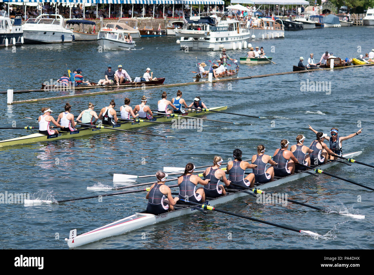 Henley on Thames, Royaume-Uni, 8 juillet 2018, Dimanche, la finale de la Coupe du Défi 'Remenham', 'Georgina espère Rinehart Centre National de Formation"), l'Australie, gagner, la dernière, "cinquième jour", de l'assemblée, 'Henley Regatta' Royal Henley, atteindre, Tamise, vallée de la Tamise, en Angleterre, © Peter SPURRIER, Banque D'Images