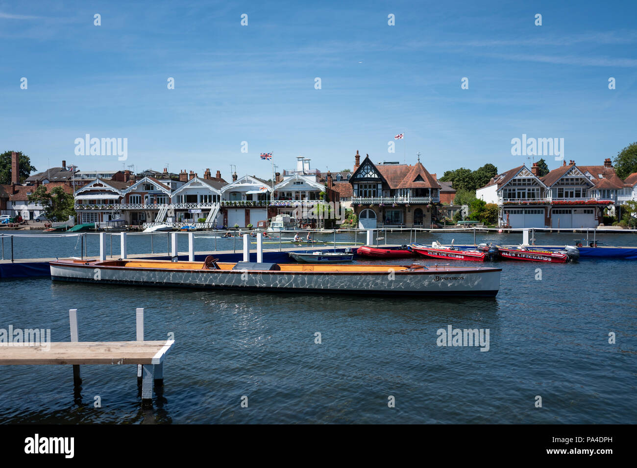 Henley on Thames, Royaume-Uni, 2 juillet 2018, Lundi, 'Henley Royal Regatta', vue, jour de pratique, à Henley, "en préparation", pour le début de la Régate royale annuelle '' le mercredi 4 juillet, à Henley, Tamise, vallée de la Tamise, en Angleterre, © Peter SPURRIER/Alamy Live News, Banque D'Images