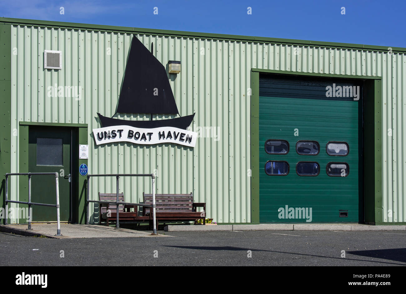 Unst Boat Haven, musée sur l'histoire maritime du Shetland à Haroldswick, Unst, Shetland, Scotland, UK Banque D'Images