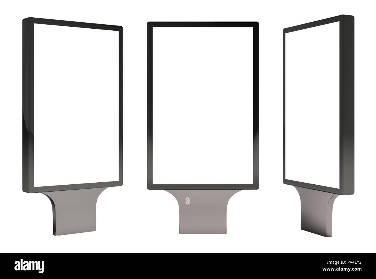 Blank billboard publicité maquette stand situé sur fond blanc. 3d illustration Banque D'Images