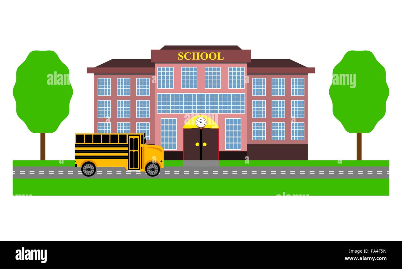 Des promenades en autobus scolaire à l'école Illustration de Vecteur