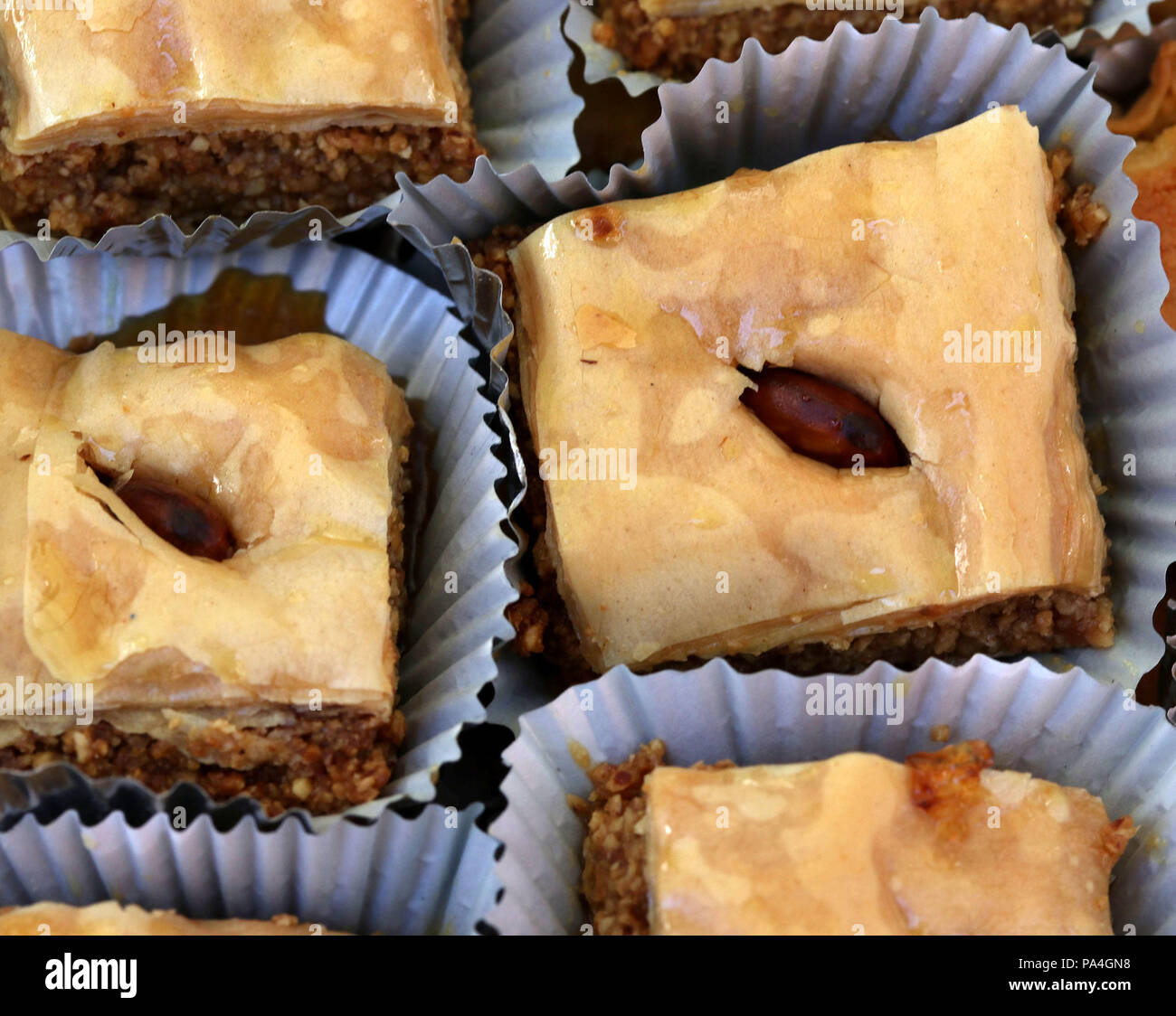 Baklawa, un dessert à base d'amandes, pâte d'amande, et la pâte filo Banque D'Images