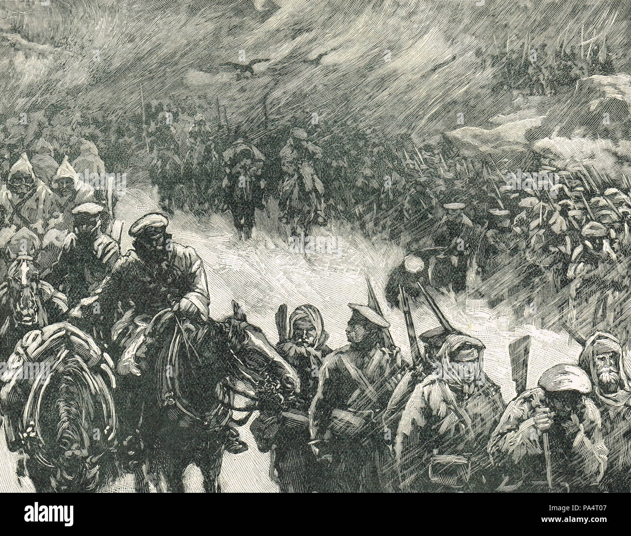 En vertu de l'armée russe, le maréchal Gourko, traversant les Balkans, au cours de la guerre russo-turque de 1877-1878 Banque D'Images