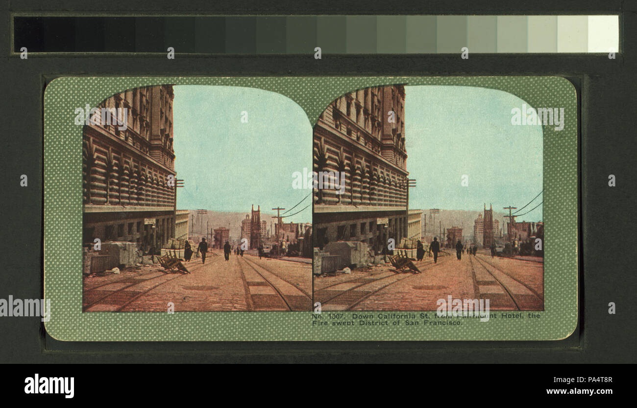 587, rue de la Californie vers le bas de l'hôtel Fairmont, l'incendie qui a ravagé de San Francisco (NYPL b11707375-G90F001 007F) Banque D'Images
