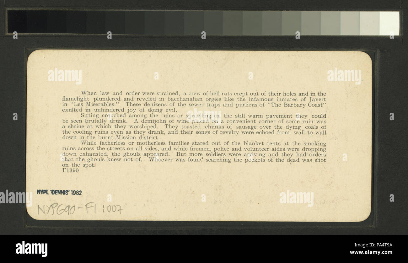 587, rue de la Californie vers le bas de l'hôtel Fairmont, l'incendie qui a ravagé de San Francisco (NYPL b11707375-G90F001 007B) Banque D'Images