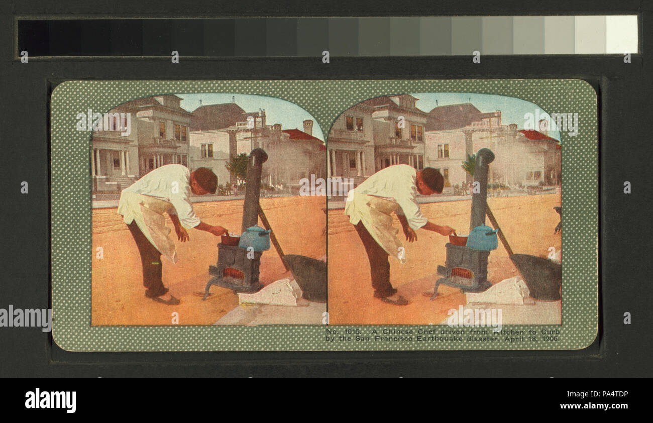 78 Un chef chinois chassés de cuisine pour freiner par le tremblement de terre de San Francisco, le 18 avril 1906 (NYPL b11707375-G90F001 015F) Banque D'Images