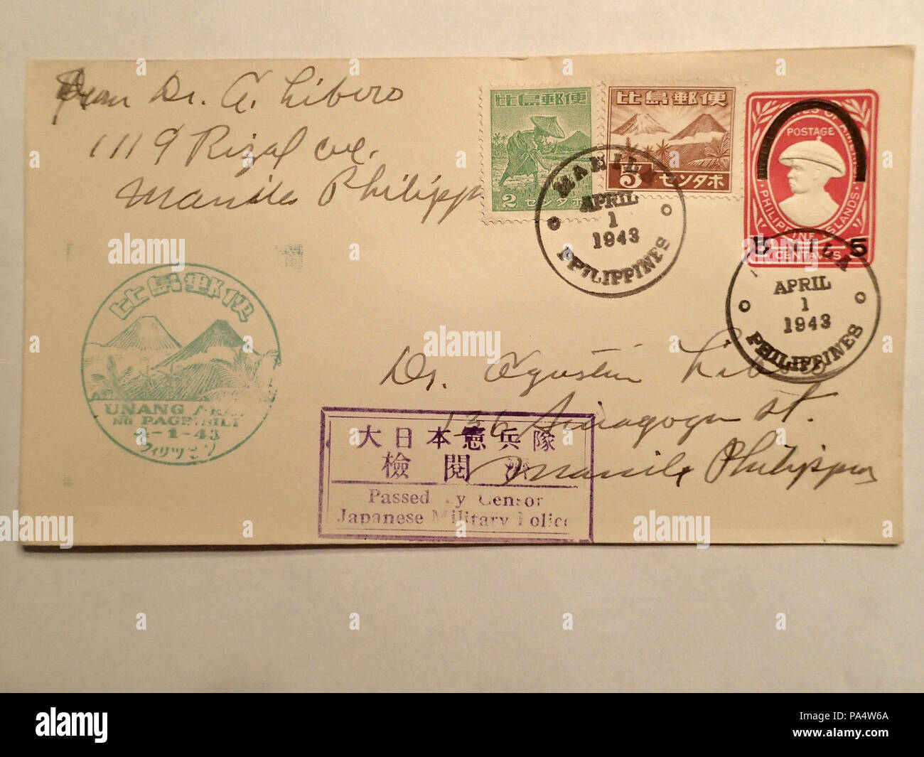 138 de l'occupation japonaise des Philippines Histoire postale 04 Banque D'Images