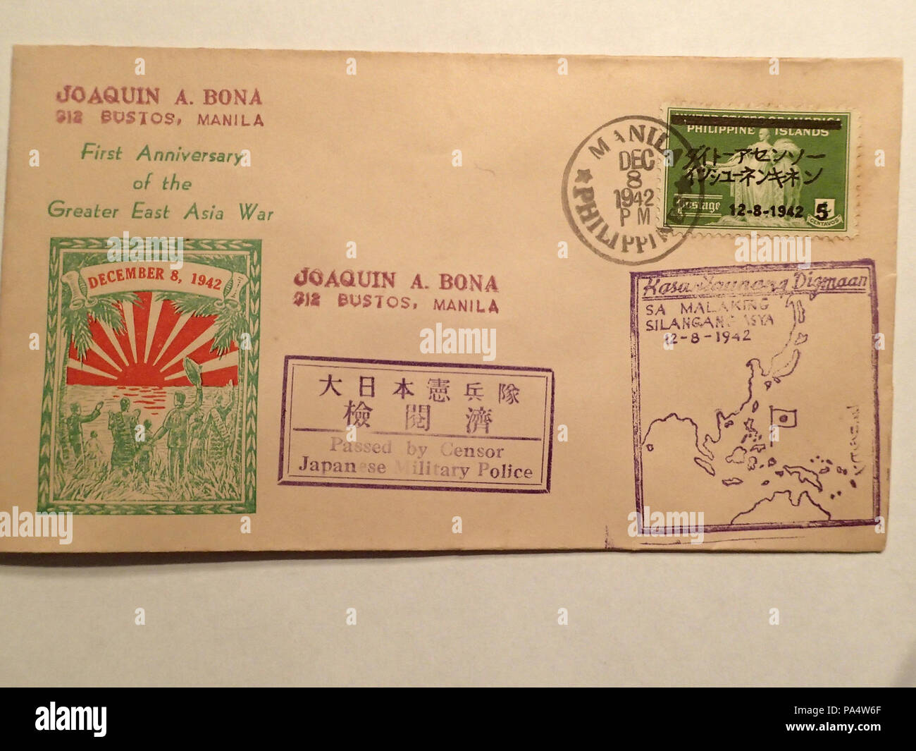 138 de l'occupation japonaise des Philippines Histoire postale 10 Banque D'Images