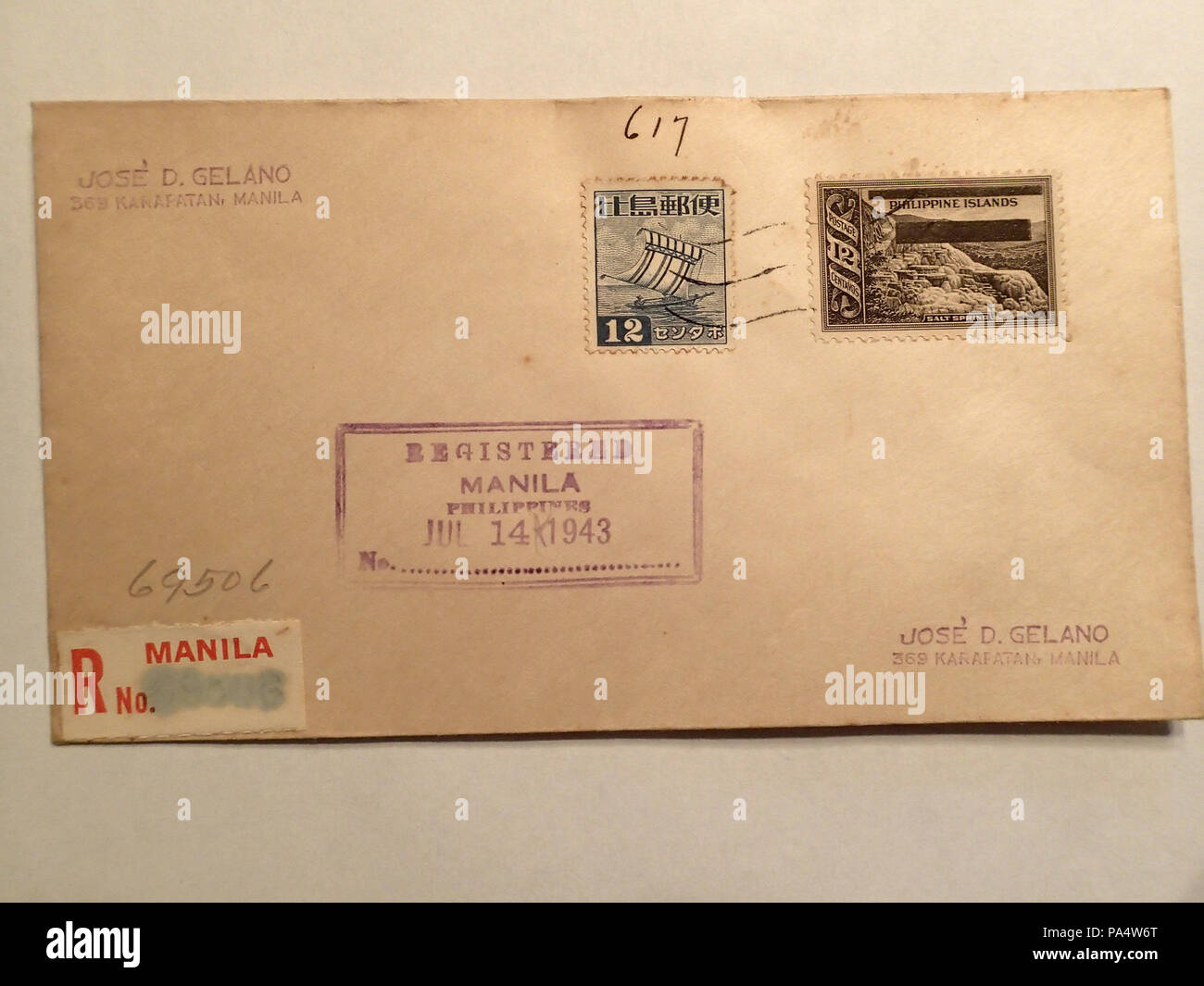 138 de l'occupation japonaise des Philippines Histoire postale 14 Banque D'Images