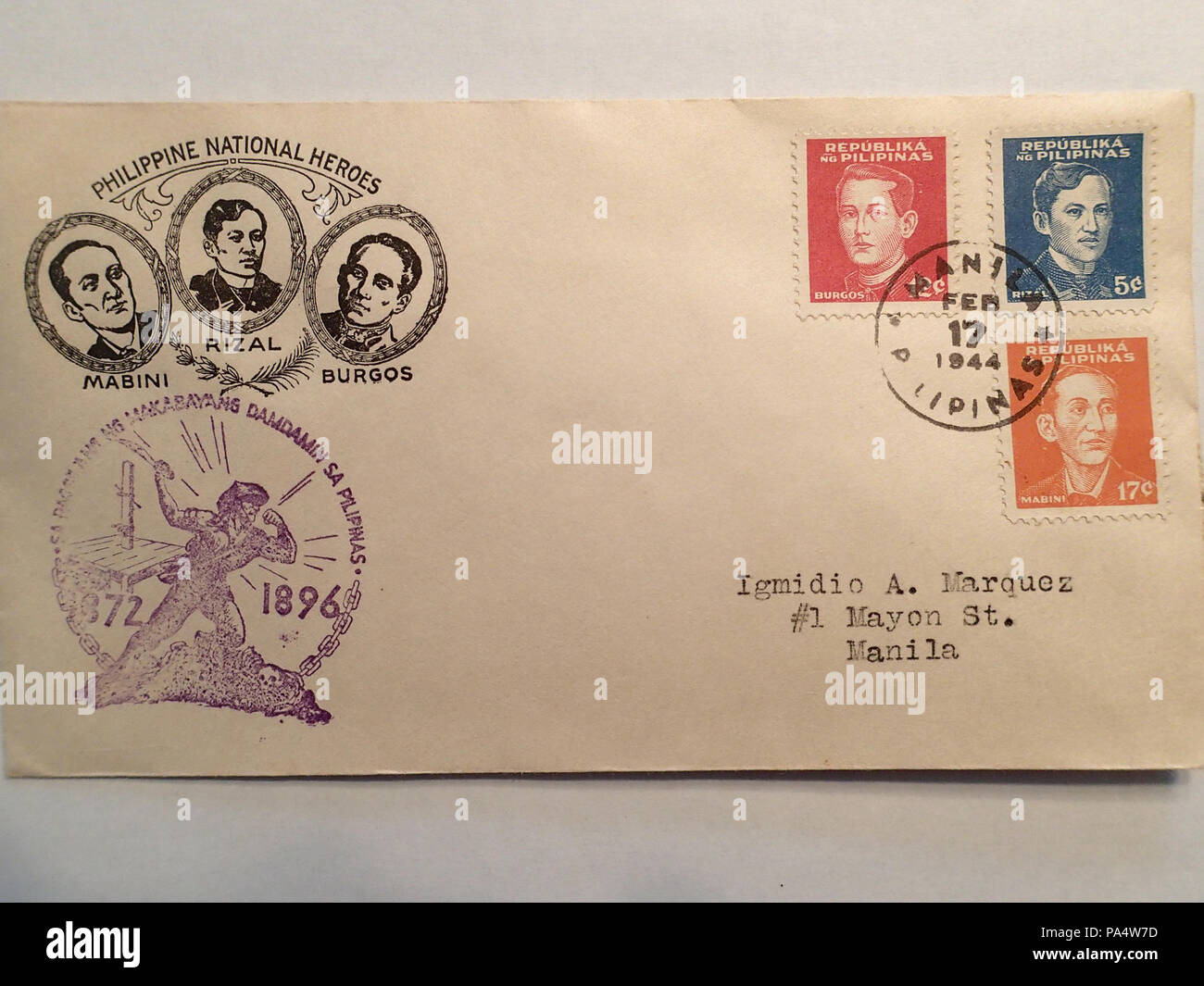 138 de l'occupation japonaise des Philippines Histoire postale 25 Banque D'Images
