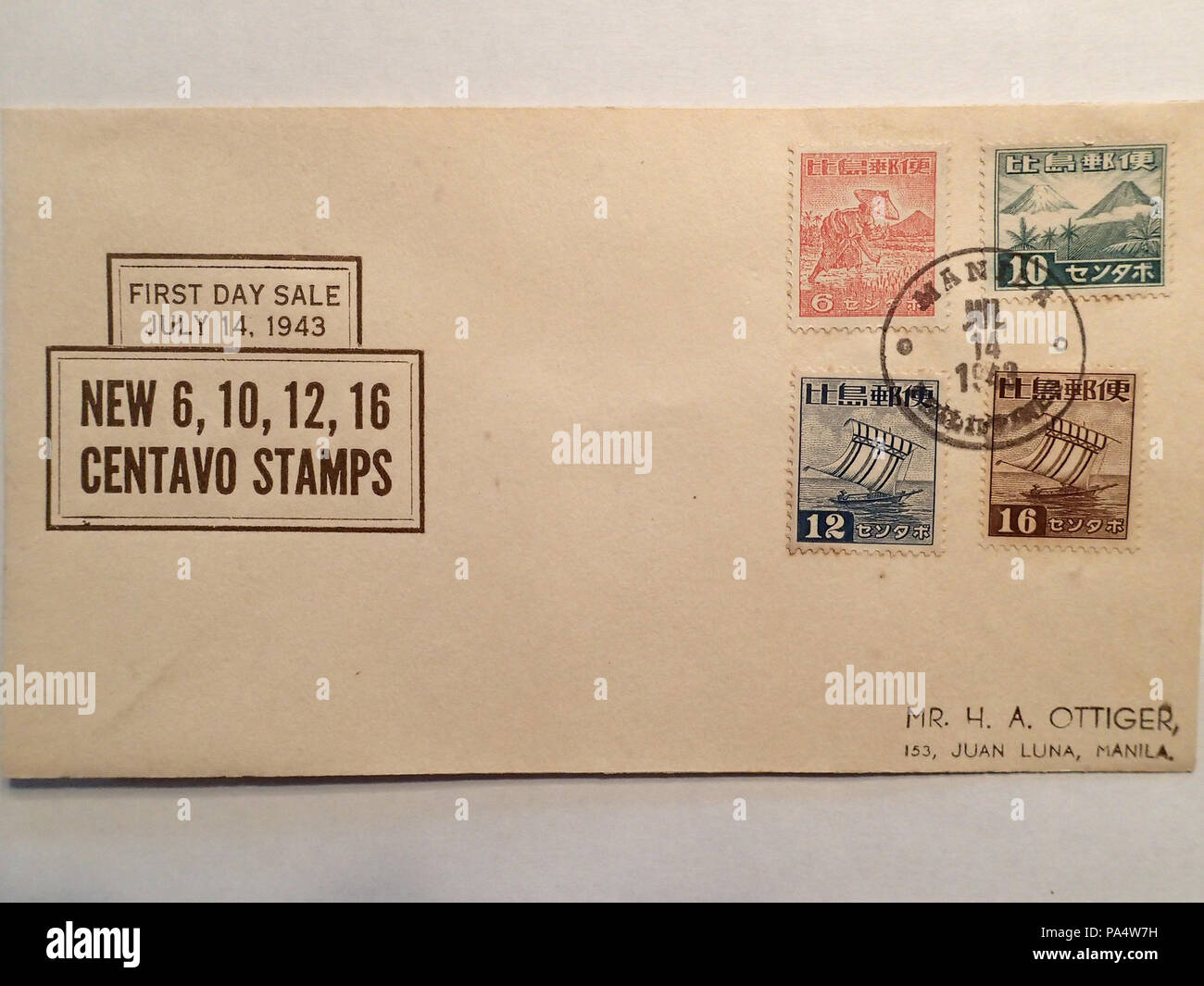 138 de l'occupation japonaise des Philippines Histoire postale 28 Banque D'Images