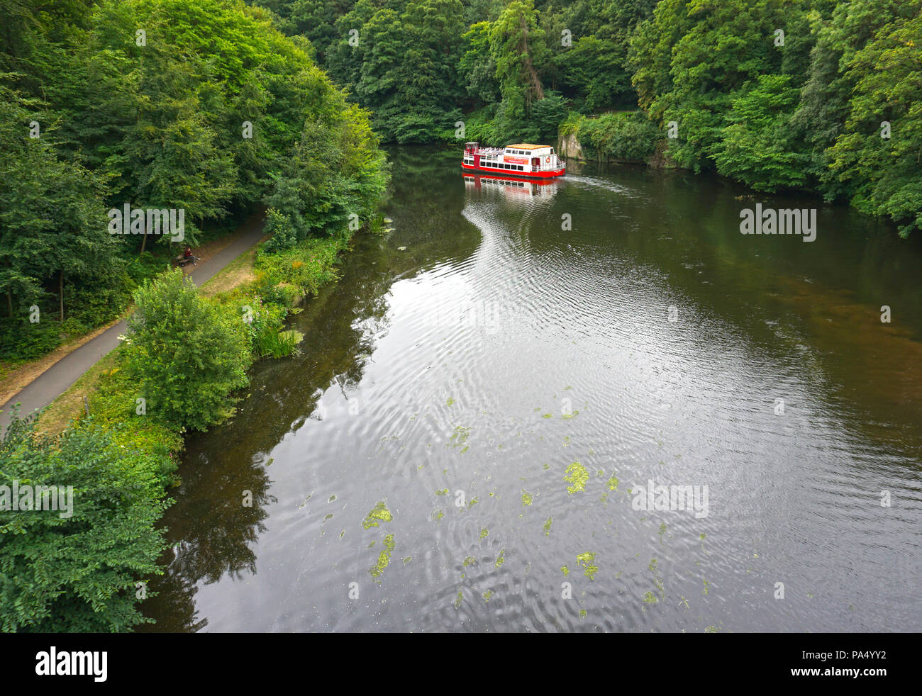 Prince-évêque Boat Cruiser plaisir de prendre les touristes pour une excursion sur la rivière Wear à Durham en Angleterre Banque D'Images