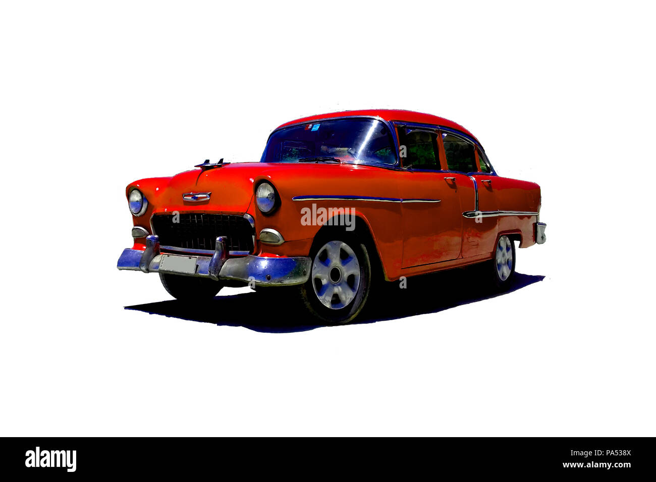 American Vintage rouge isolé sur fond blanc voiture Banque D'Images