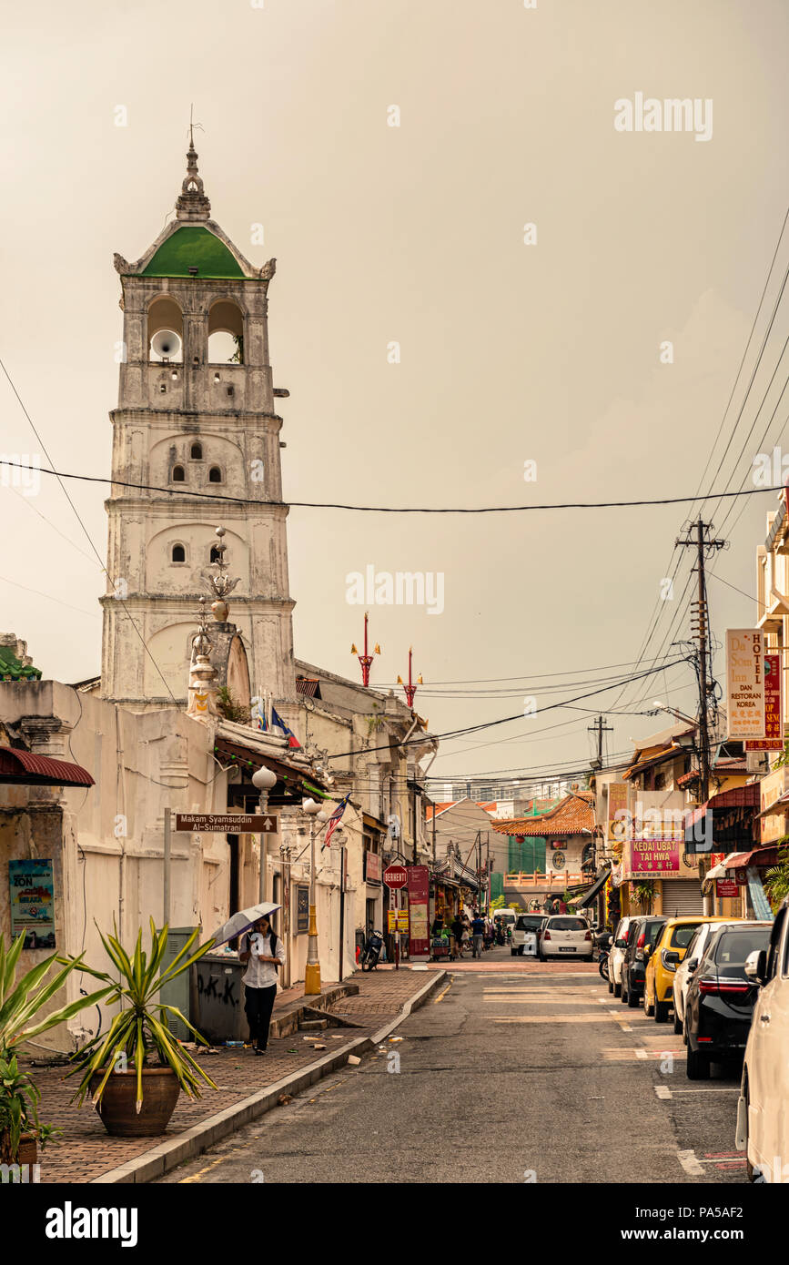 Malacca, Malacca, Malaisie - 15 déc 2017 : La Mosquée Kampung Kling, façade et vieux bâtiments coloniaux à Malacca, Malaisie. Mosquée fut construite par Affaires indiennes Mus Banque D'Images