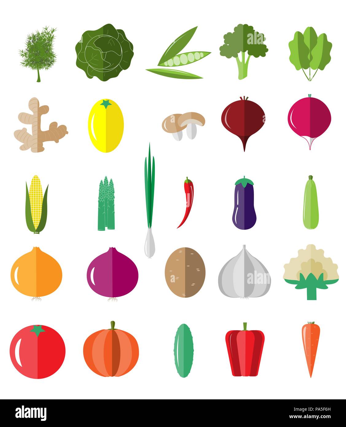 Les légumes frais et savoureux icon set. Illustration de Vecteur