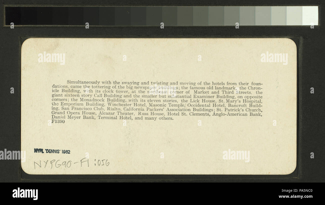 84 Un millionnaire's home sur Van Ness Ave., dévasté par les tremblements de terre et d'incendies, 18 avril 1906 (NYPL b11707375-G90F001 056B) Banque D'Images