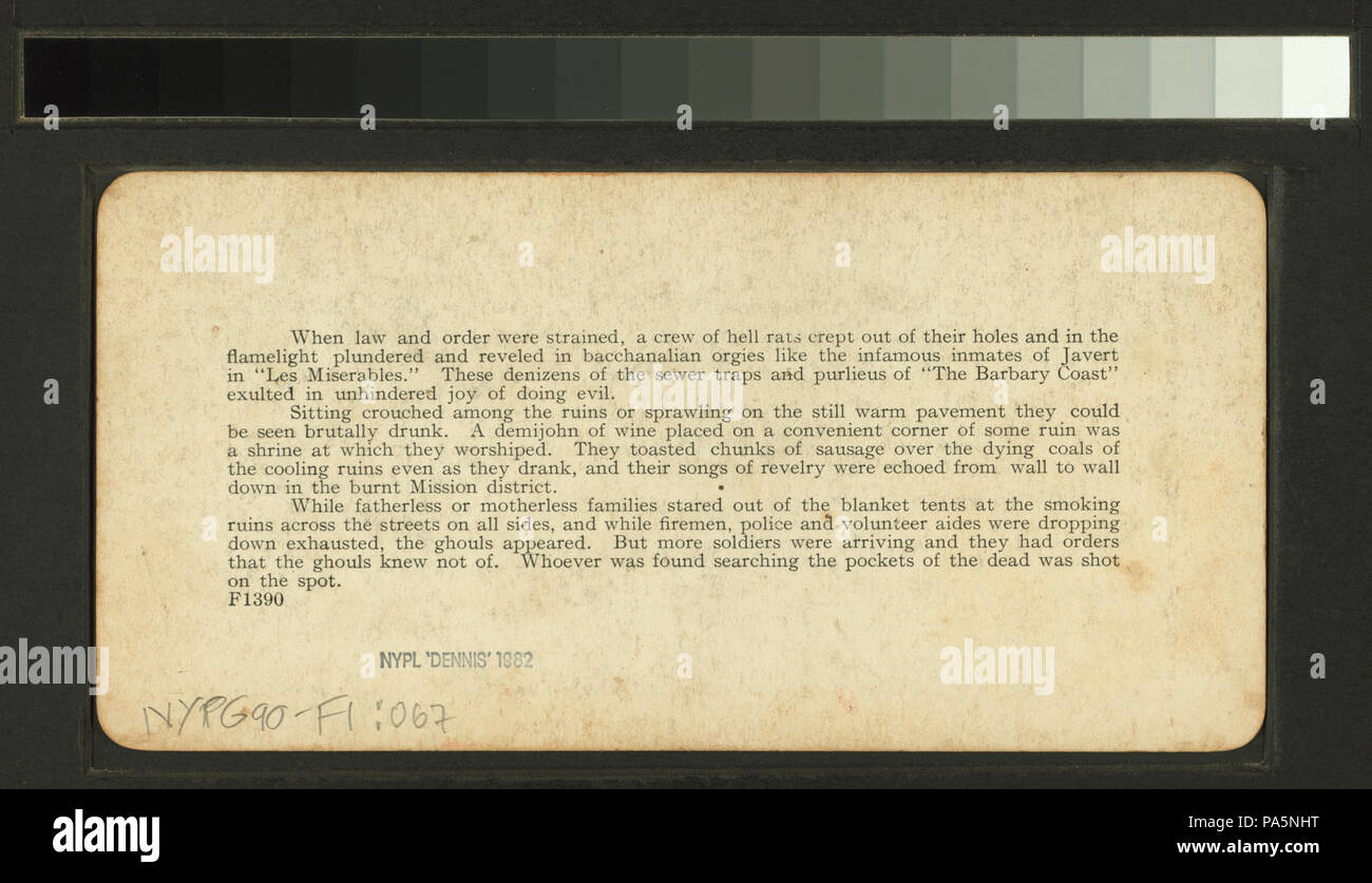 587, rue de la Californie vers le bas de l'hôtel Fairmont, l'incendie qui a ravagé de San Francisco (NYPL b11707375-G90F001 067B) Banque D'Images