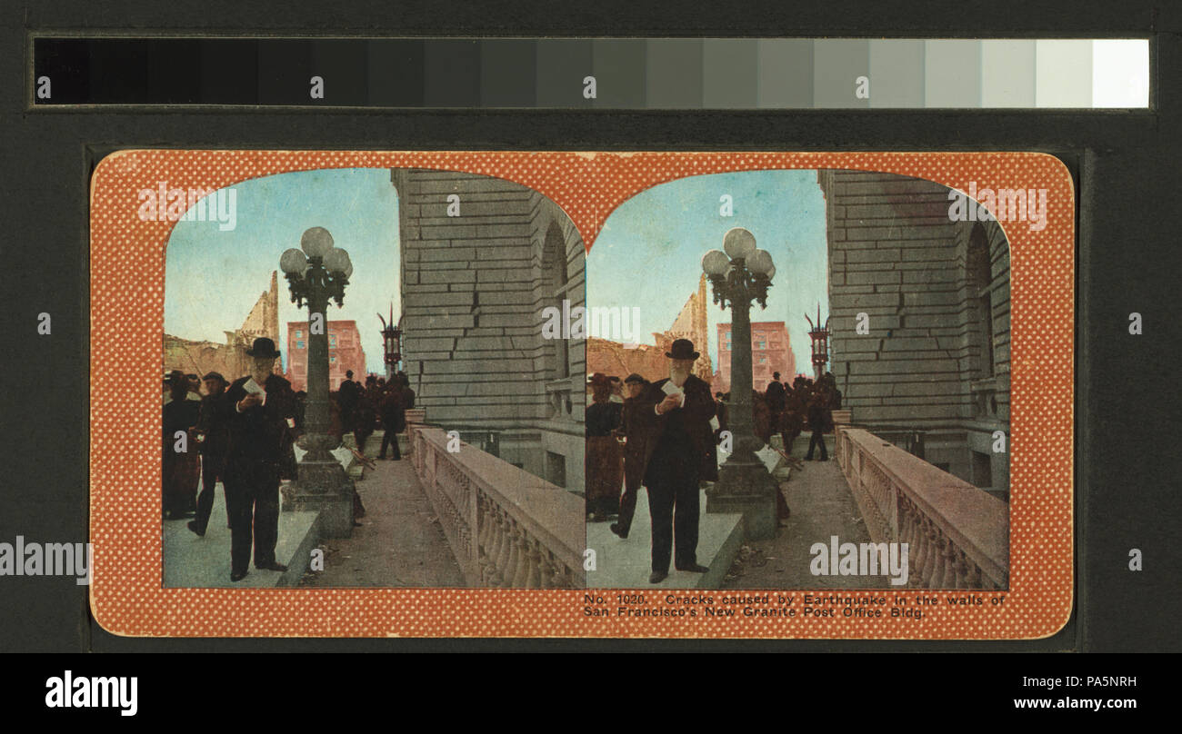356 fissures causées par le tremblement de terre de San Francisco les murs de granit du nouveau bâtiment du bureau de poste (NYPL b11707375-G90F001 080F) Banque D'Images