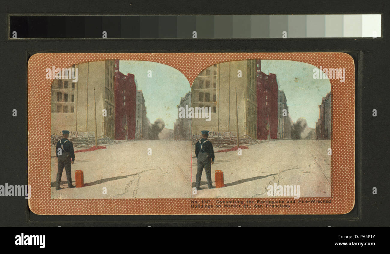 595 le dynamitage le tremblement et le feu détruit des bâtiments sur Market St., San Francisco (NYPL b11707375-G90F001 103F) Banque D'Images