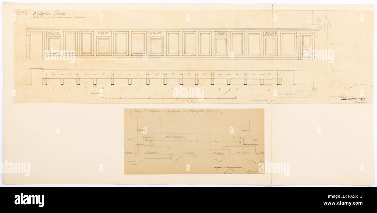 Inv.Nr:LXIV:III:B.b.e.56. 217 Ritning kägelbanan, Hallwylska palatset - Hallwylska museet - 101102 Banque D'Images