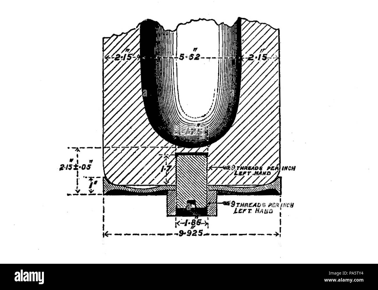 386 Détail de RML 10 inch Shell commun cloutés avec Mk J'Gas-Check Banque D'Images