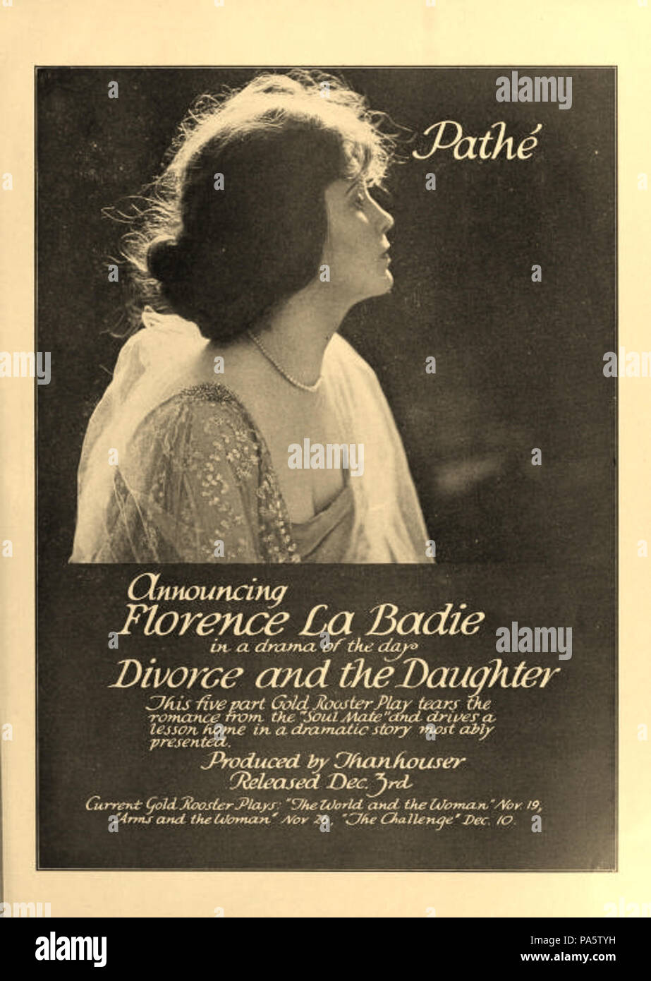 101 Publicité pour le film muet de 1916 et la fille de Divorce Banque D'Images