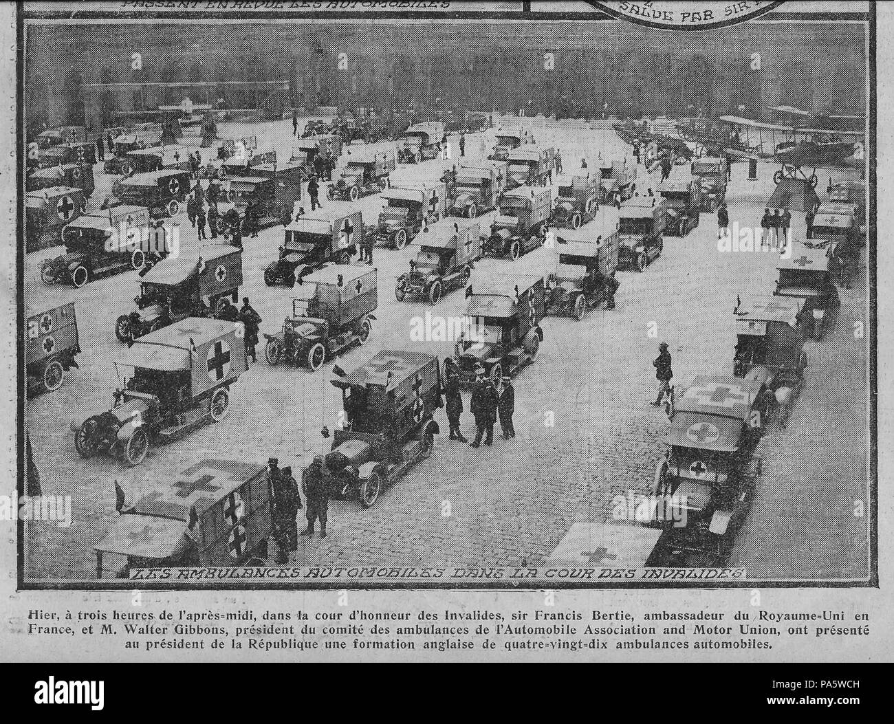 121 ambulances anglaises aux Invalides 1915 Banque D'Images