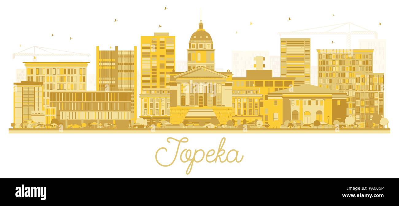 Topeka Kansas City Skyline Silhouette d'or. Vector Illustration. Les voyages d'affaires et tourisme Concept avec l'architecture moderne. Topeka Cityscape avec Illustration de Vecteur