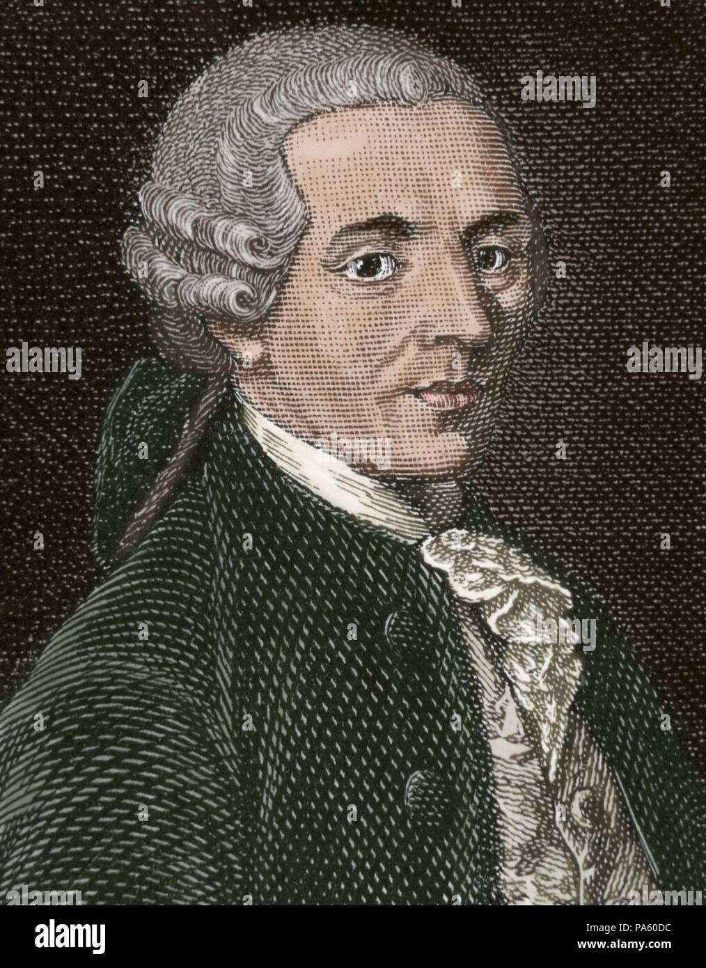 Joseph Haydn (1732-1809). Compositeur autrichien. Portrait. Gravure de R. Cremer, 1885. De couleur. Banque D'Images