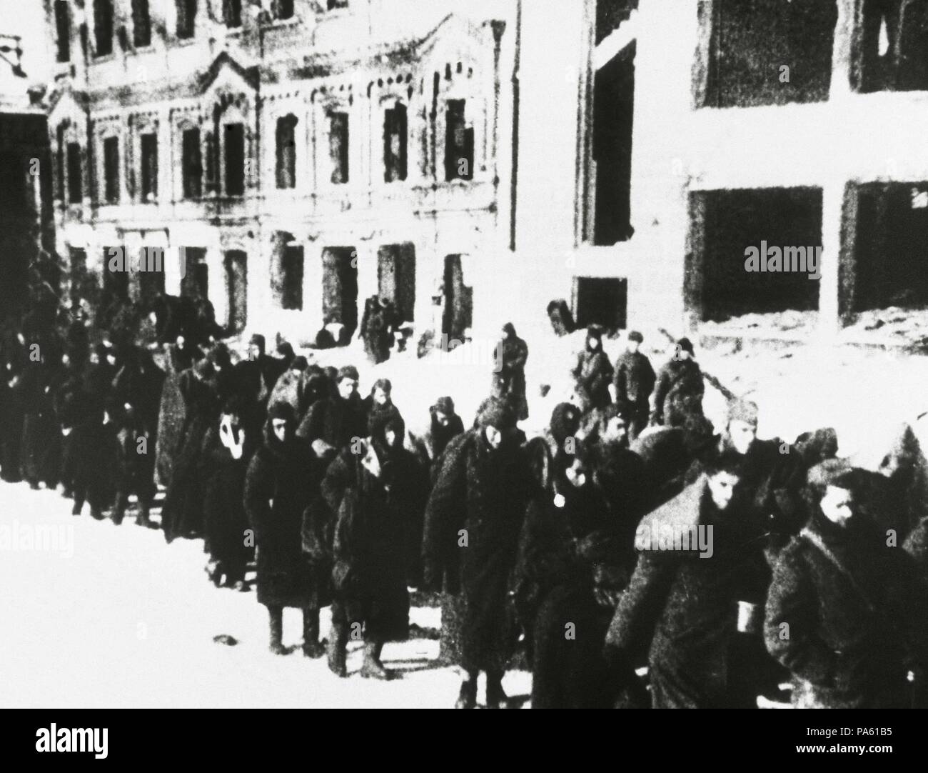 Muncial Segunda Guerra (1939-1945). Rendición alemana en Stalingrado en février 1943. Prisioneros del Ejército alemán tras su rendición. Banque D'Images