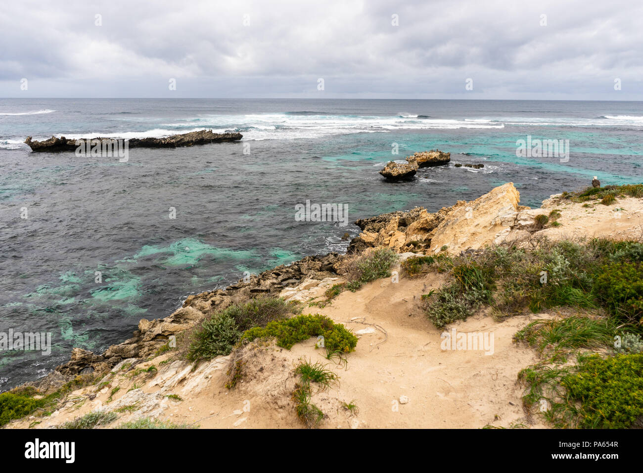 Scène côtière de l'île Rottnest en hiver, l'Australie Occidentale Banque D'Images