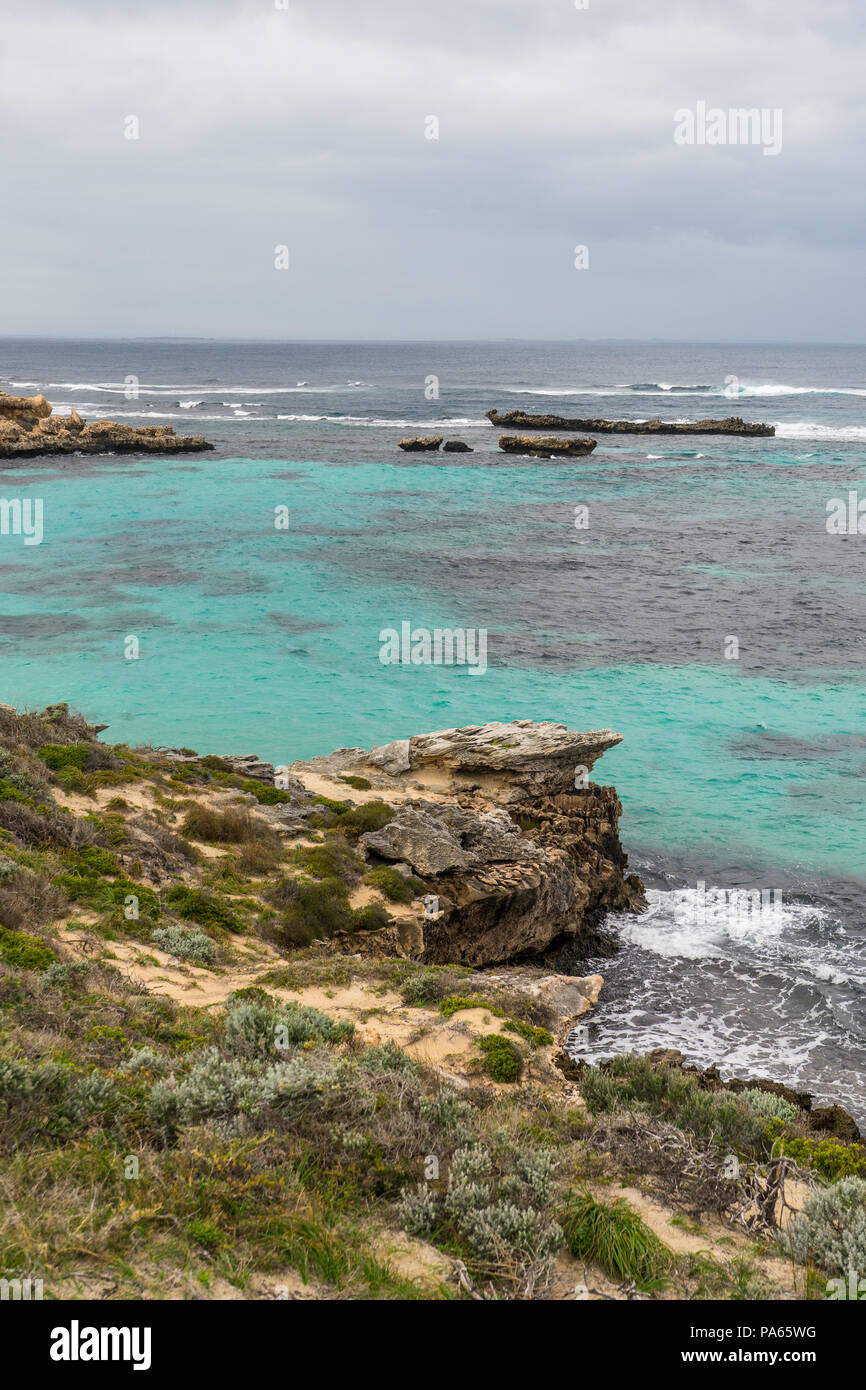 Scène côtière de l'île Rottnest en hiver, l'Australie Occidentale Banque D'Images