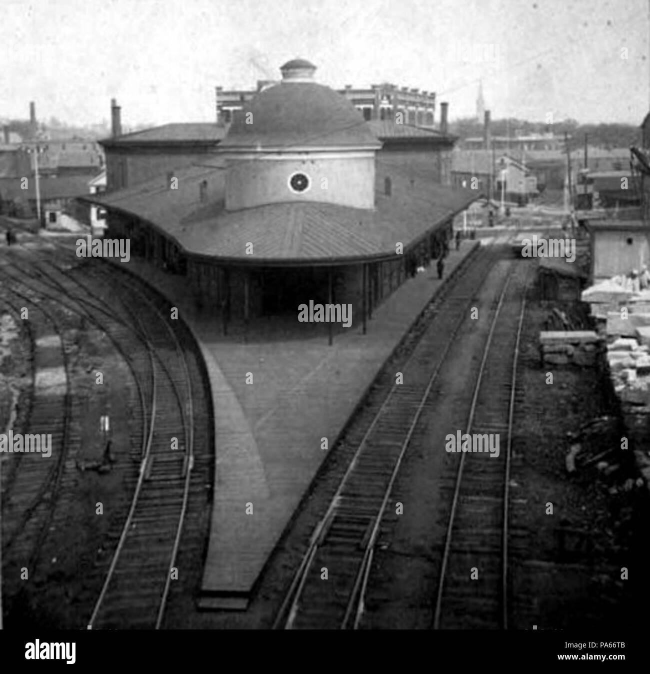 651 Première Lowell Union Station côté sud à partir de la vue stéréoscopique Banque D'Images
