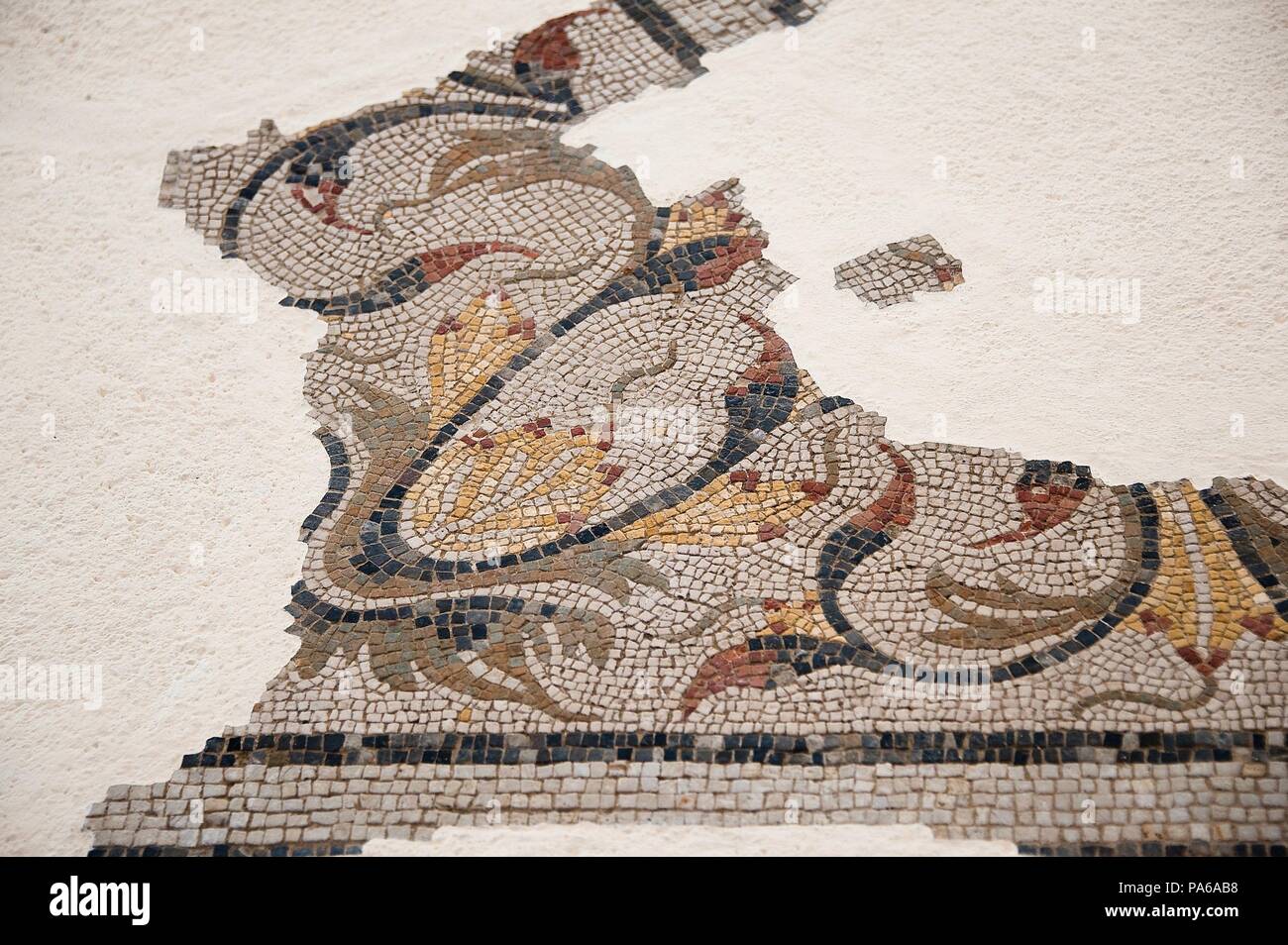 Mosaïques romaines, 1er siècle avant J.-C., dans la Villa romaine de Torre Llauder ou pouvez Llauder, Mataró, Barcelone, Catalogne, Espagne. Banque D'Images