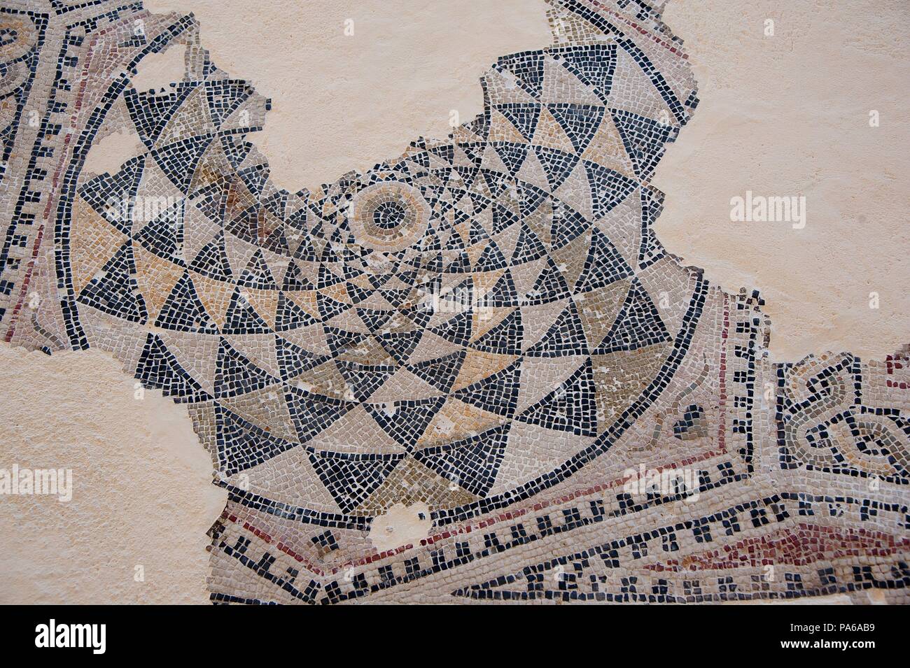 Mosaïques romaines, 1er siècle avant J.-C., dans la Villa romaine de Torre Llauder ou pouvez Llauder, Mataró, Barcelone, Catalogne, Espagne. Banque D'Images