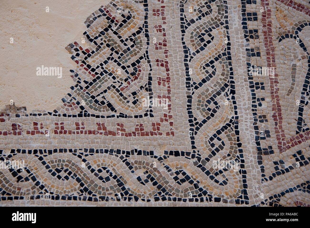 Mosaïques romaines, 1er siècle avant J.-C., dans la Villa romaine de Torre Llauder ou pouvez Llauder, Mataró, Barcelone, Catalogne, Espagne. Banque D'Images