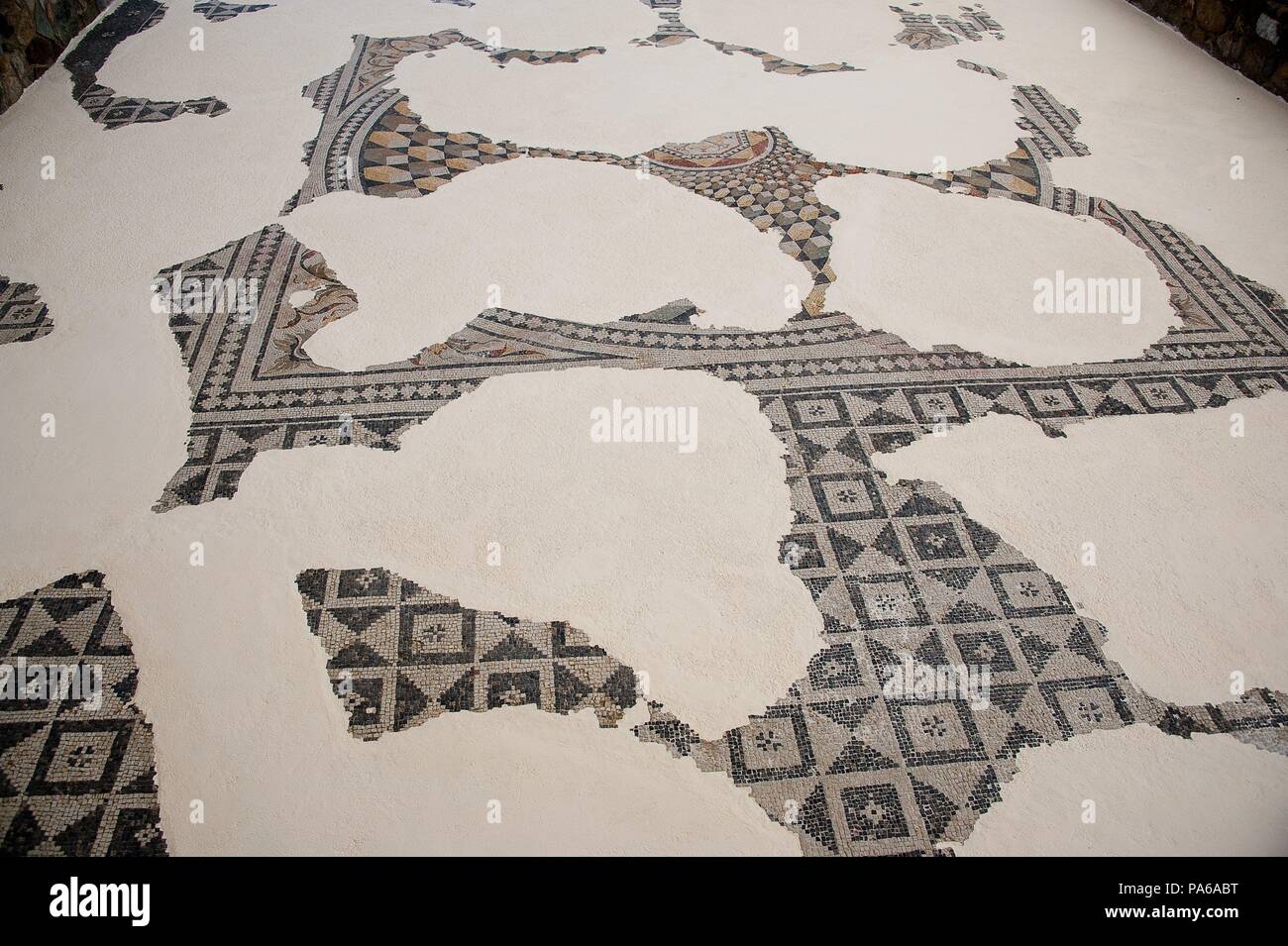 Mosaïques romaines, 1er siècle avant J.-C., dans la Villa romaine de Torre Llauder ou pouvez Llauder, Mataró, Barcelone, Catalogne, Espagne. Banque D'Images