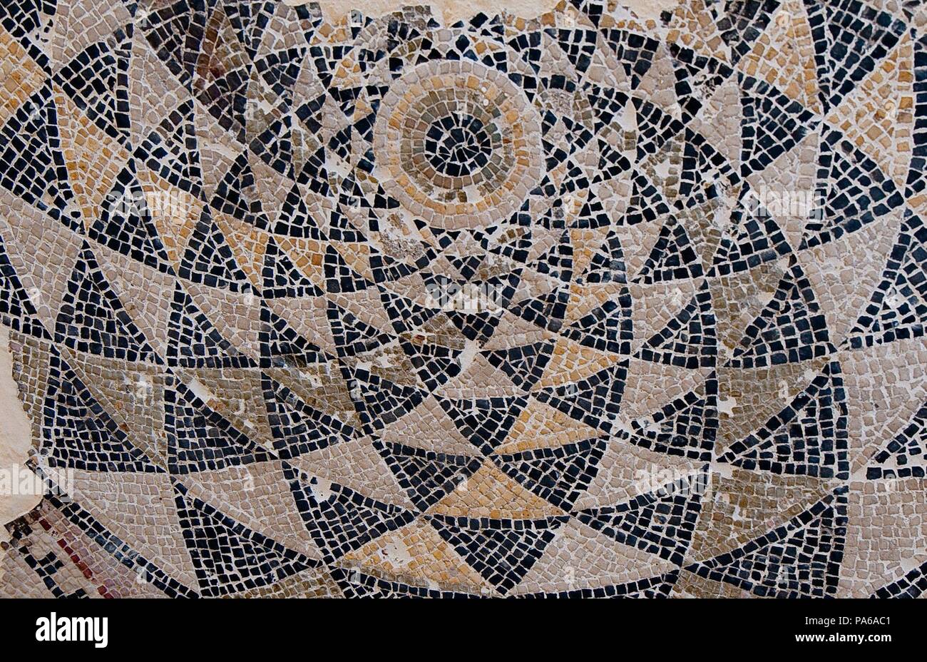 Mosaïques romaines, 1er siècle avant J.-C., dans la Villa romaine de Torre Llauder ou pouvez Llauder, Mataró, Barcelone, Catalogne, Espagne. Banque D'Images