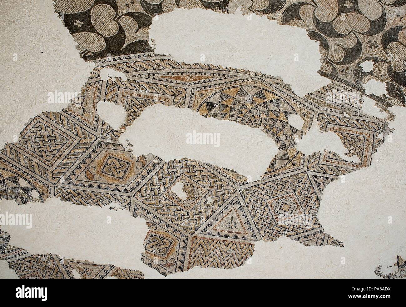 Mosaïques romaines, 1er siècle avant J.-C., dans la Villa romaine de Torre Llauder ou pouvez Llauder, Mataró, Barcelone, Catalogne, Espagne. Banque D'Images