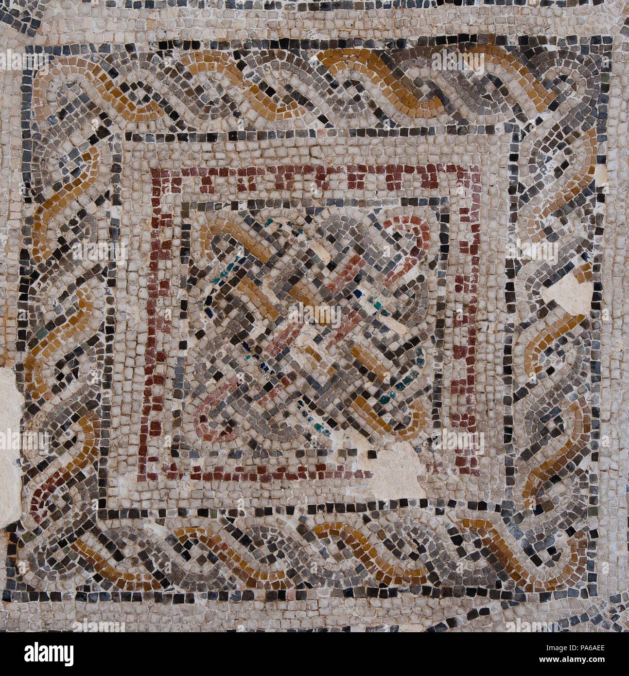 Mosaïques romaines, 1er siècle avant J.-C., dans la Villa romaine de Torre Llauder ou pouvez Llauder, Mataró, Barcelone, Catalogne, Espagne. Banque D'Images