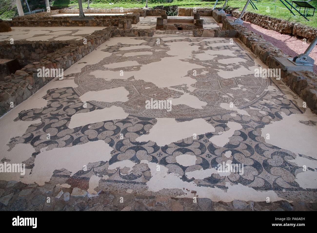Mosaïques romaines, 1er siècle avant J.-C., dans la Villa romaine de Torre Llauder ou pouvez Llauder, Mataró, Barcelone, Catalogne, Espagne. Banque D'Images