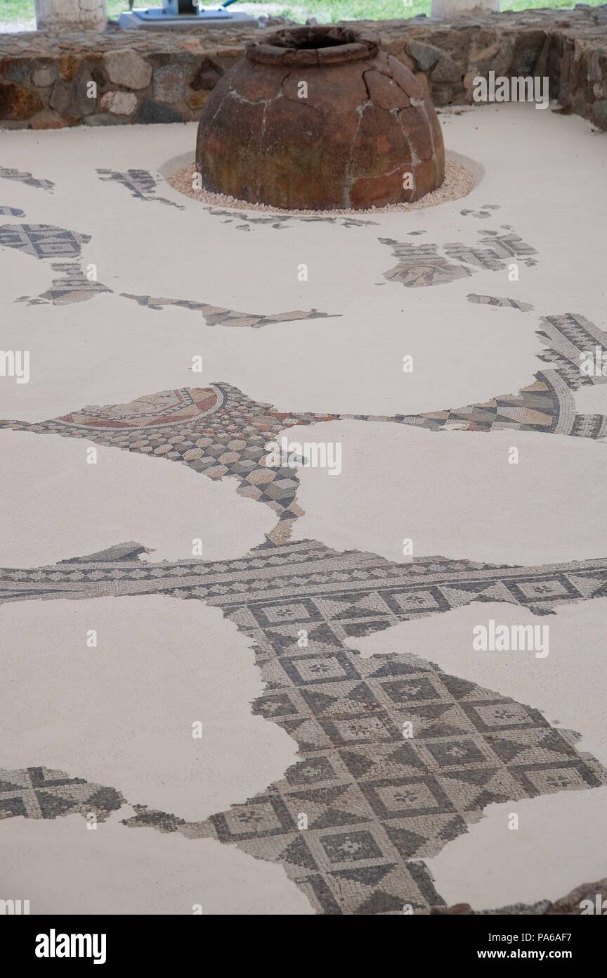 Mosaïques romaines, 1er siècle avant J.-C., dans la Villa romaine de Torre Llauder ou pouvez Llauder, Mataró, Barcelone, Catalogne, Espagne. Banque D'Images